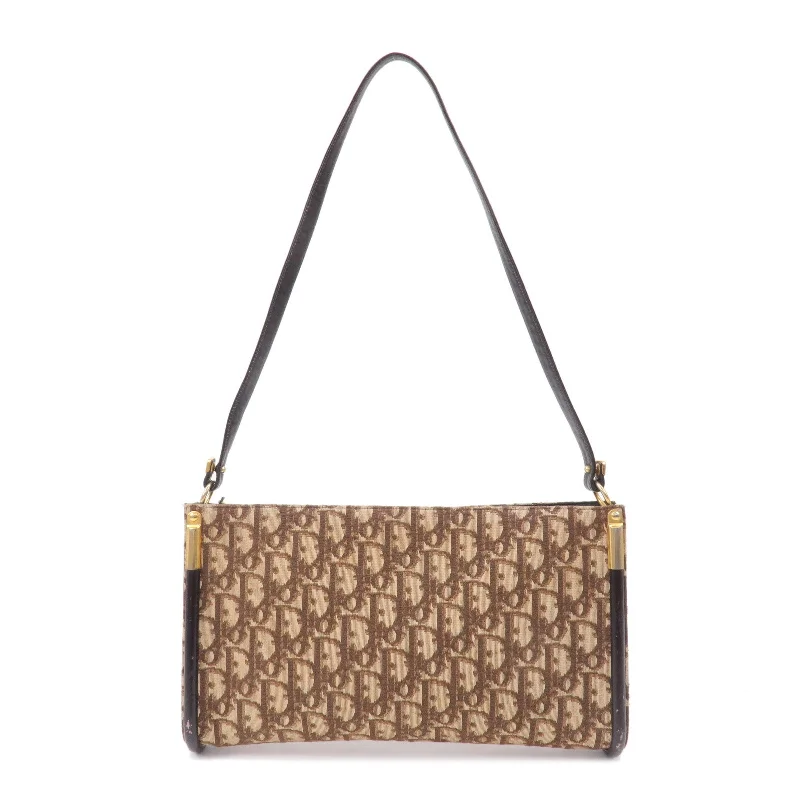 Christian Dior bags with a quilted pattern and gold - toned hardwareChristian Dior Trotter Canvas Leather Shoulder Bag Beige