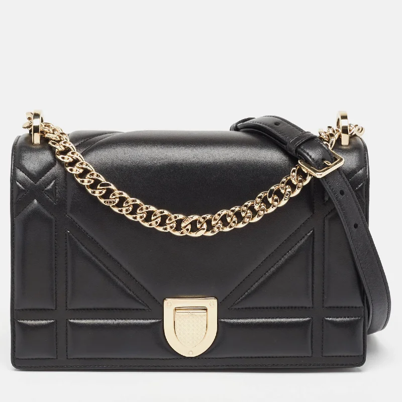 Stylish Christian Dior shoulder bags with a tassel - adorned zipperDIOR Black Leather Medium ama Flap Shoulder Bag