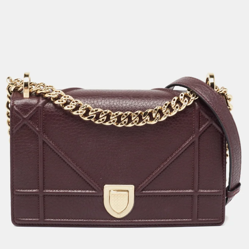 Christian Dior Saddle bags with a distressed leather finishDIOR Burgundy Leather Small ama Shoulder Bag