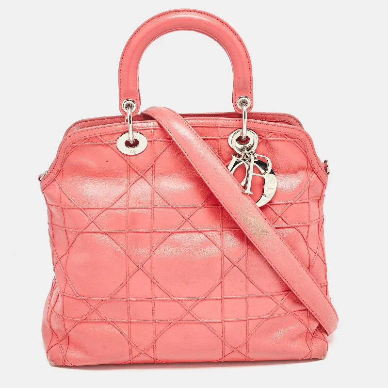 Trendsetting Christian Dior crossbody bags with a colorful strapDIOR Coral Pink Cannage Leather Granville Tote