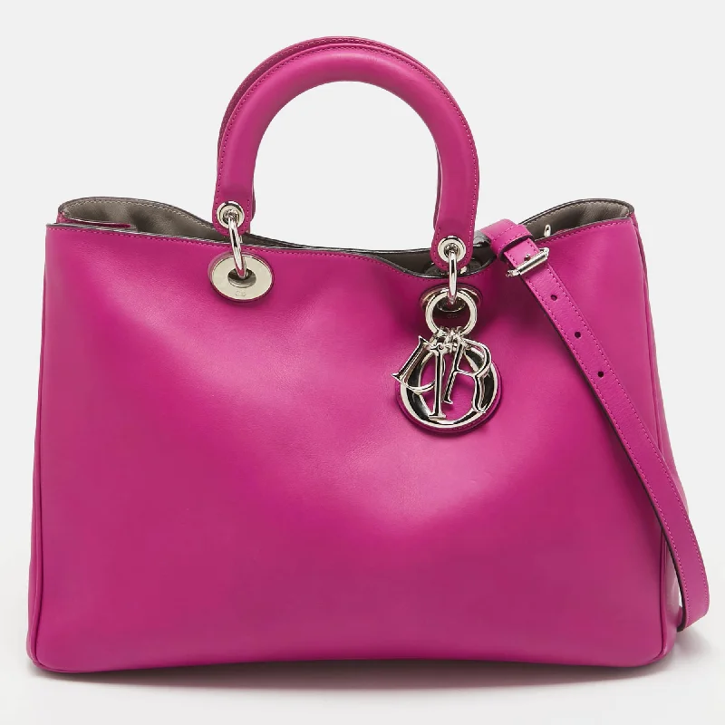 Luxury Christian Dior crossbody bags with a chain - link strapDIOR Fuchsia Leather Large issimo Shopper Tote