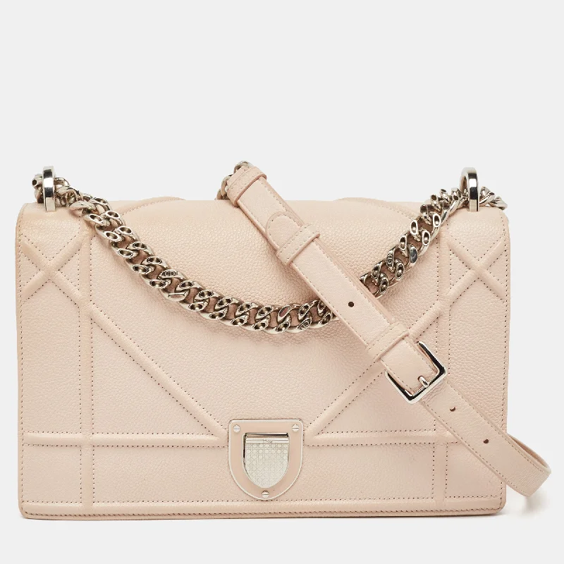 High - fashion Christian Dior bags with a geometric patternDIOR Light Peach Leather Medium ama Flap Shoulder Bag