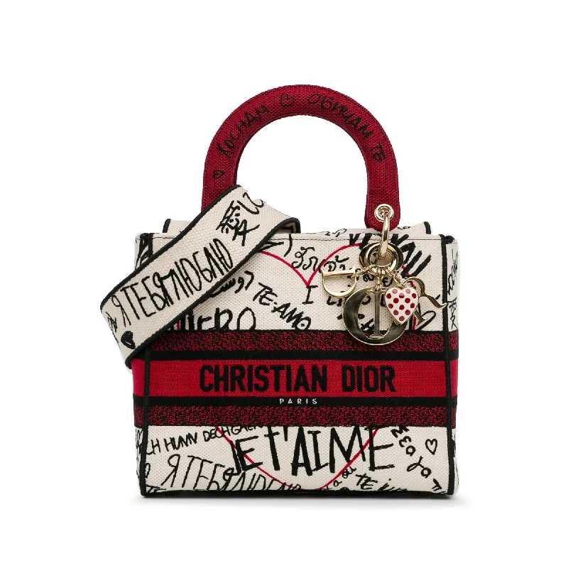 Christian Dior bags with a zip - top closure and multiple compartmentsDior Medium DiorAmour Graffiti Lady D-Lite Red