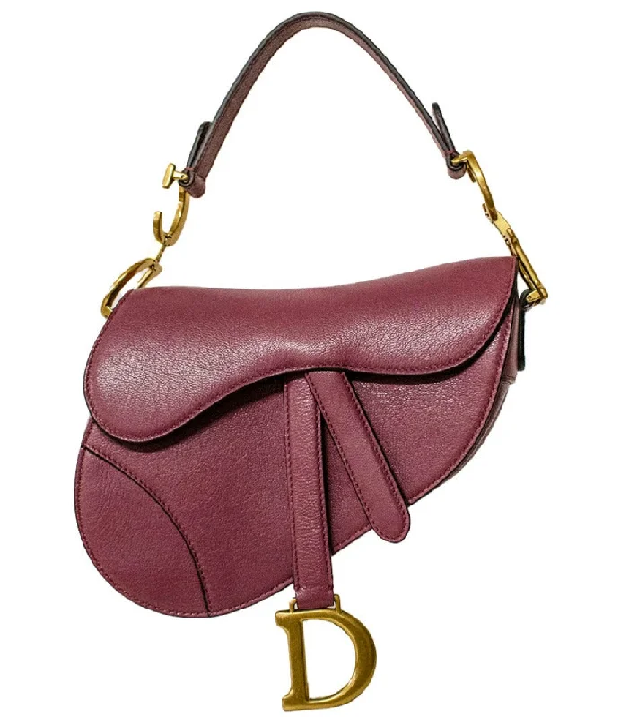 Christian Dior Saddle bags with a studded trim for a bold lookDIOR Small Burgundy Saddle Handbag