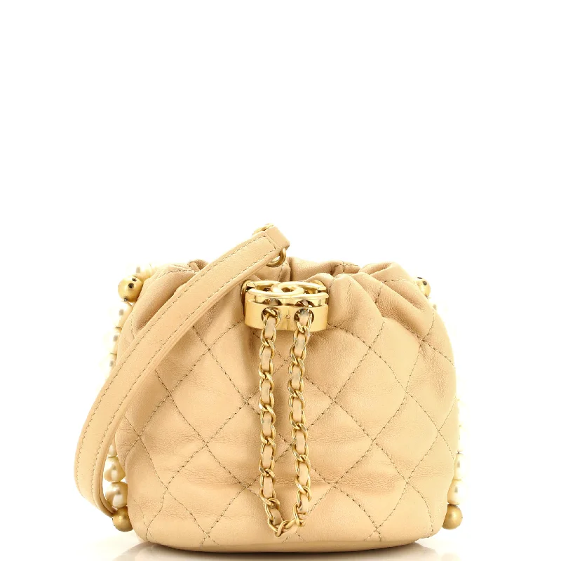 Christian Dior tote bags with a double - handle and shoulder - strap optionAbout Pearls Bucket Bag Quilted Calfskin Mini