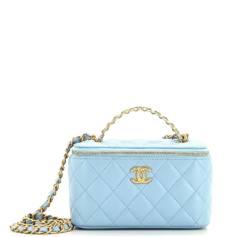 Contemporary Christian Dior handbags with a unique shapePick Me Up Logo Handle Vanity Case with Chain Quilted Caviar Small