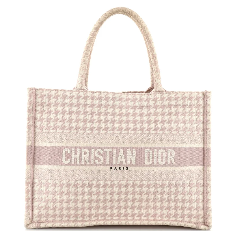 Christian Dior tote bags with a printed Dior logo on the frontBook Tote Houndstooth Canvas Medium