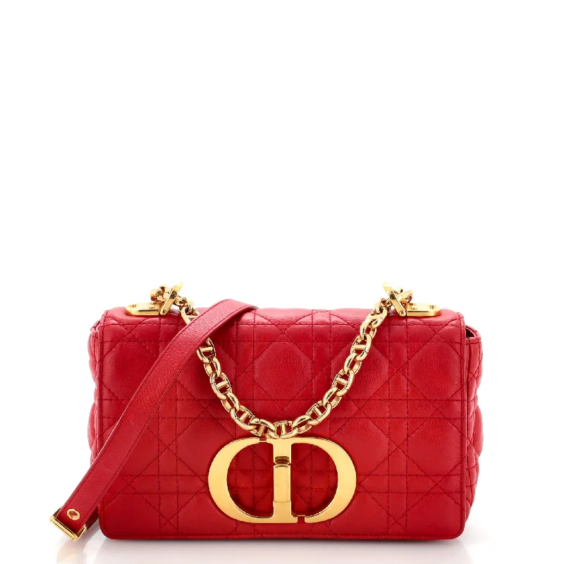 Christian Dior handbags with a snap - button closure and a decorative buckleCaro Bag Cannage Quilt Calfskin Small