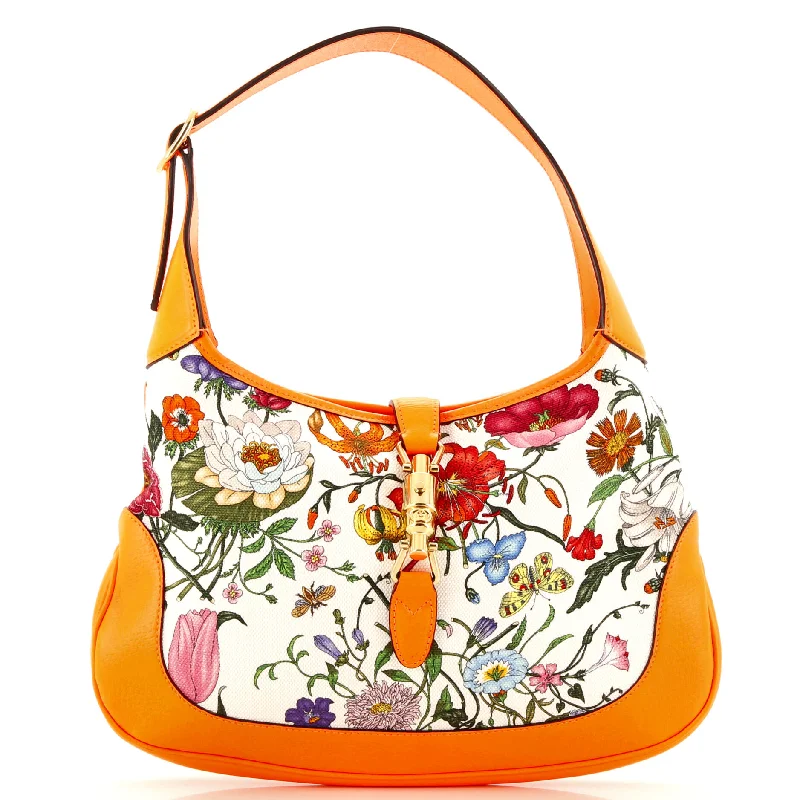 Luxury Christian Dior crossbody bags with a chain - link strapJackie Hobo Flora Canvas with Leather Medium