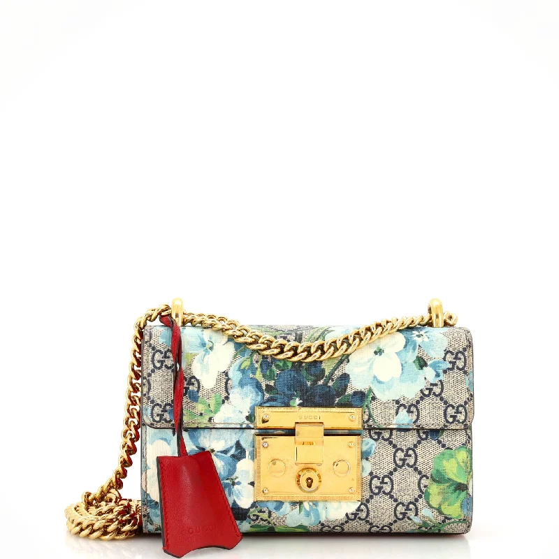 Christian Dior crossbody bags with a front - flap pocket for easy accessPadlock Shoulder Bag Blooms Print GG Coated Canvas Small