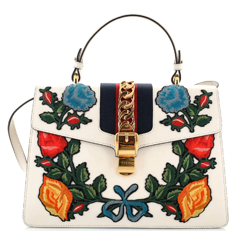 High - fashion Christian Dior bags with a geometric patternSylvie Top Handle Bag Embroidered Leather Medium